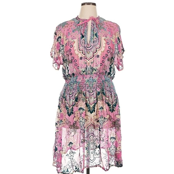 Johnny Was Thia Burnout Multicolor Floral Dress XL - Picture 3 of 6